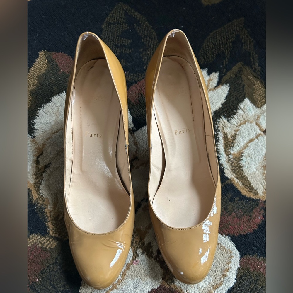 Christian Louboutin Tan Patent Leather Heels